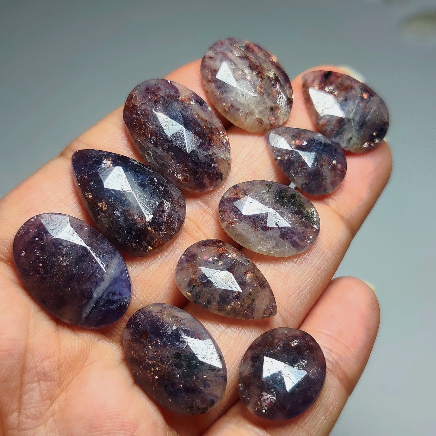 Iolite Sunstone Gemstone Cabochons Natural Iolite Sunstone Cabochons for Jewelry Making, Loose Flashy Gemstones, High Quality Polished Gems