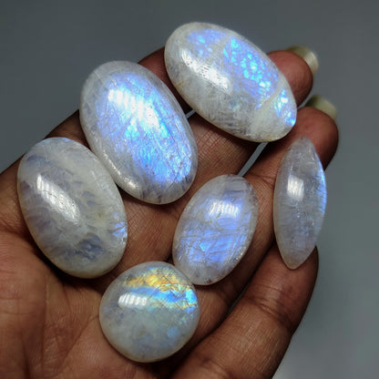 Moonstone Cabochons for Jewelry Making | Natural Rainbow Moonstone Gemstone