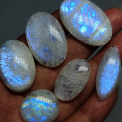 Moonstone Cabochons for Jewelry Making | Natural Rainbow Moonstone Gemstone