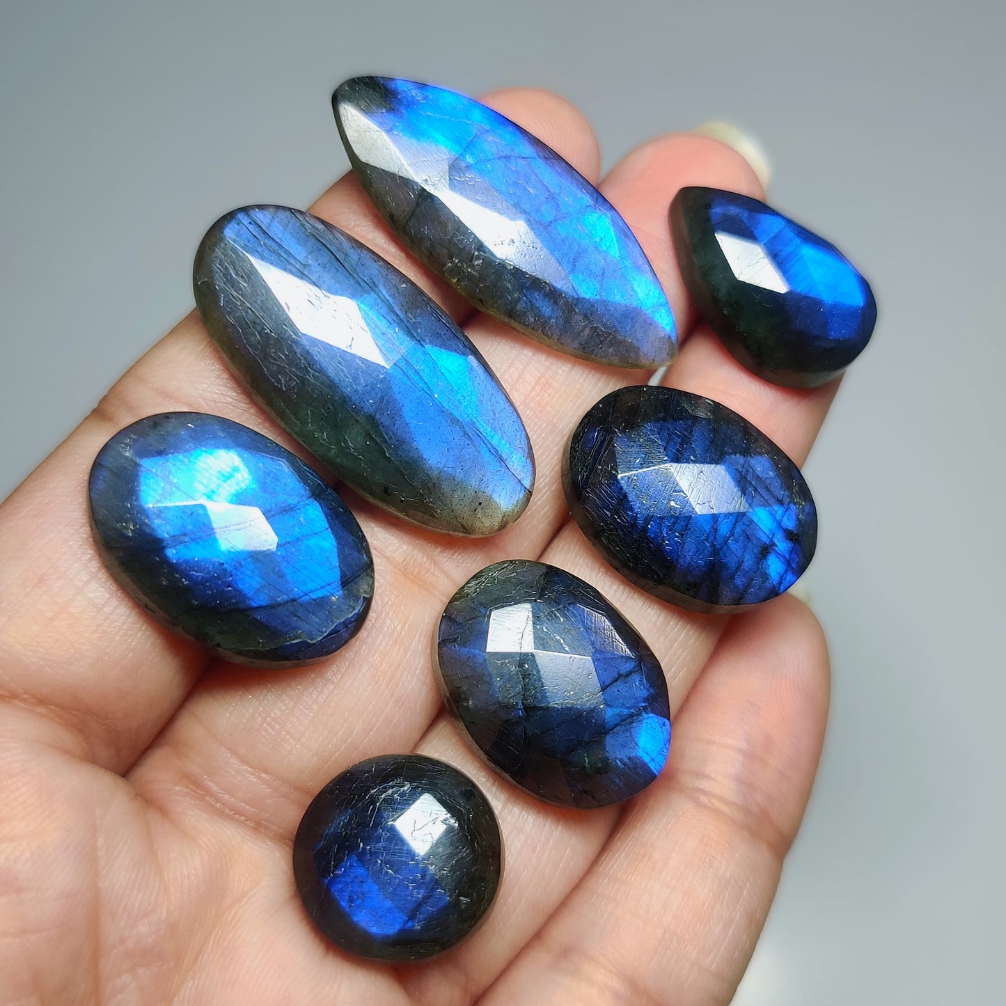 Blue Labradorite Gemstone Cabochons Natural Blue Labradorite Cabochons for Jewelry Making, Loose Flashy Stones, High Quality Polished Gems