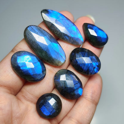 Blue Labradorite Gemstone Cabochons Natural Blue Labradorite Cabochons for Jewelry Making, Loose Flashy Stones, High Quality Polished Gems
