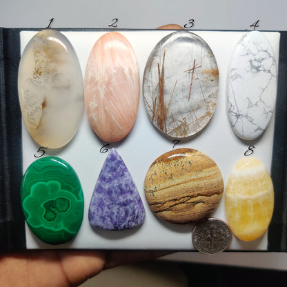 Mixed Stone Gemstone Cabochons Natural Mixed Stone Cabochons for Jewelry Making, Loose Assorted Gemstones, High Quality Polished Gems
