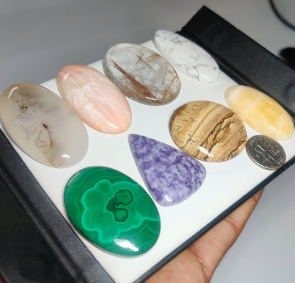 Mixed Stone Gemstone Cabochons Natural Mixed Stone Cabochons for Jewelry Making, Loose Assorted Gemstones, High Quality Polished Gems