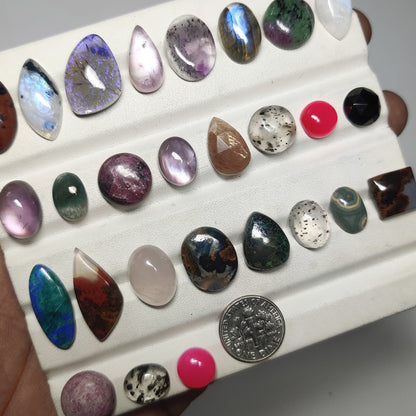 Mix Stone Gemstone Cabochons Natural Mix Stone Cabochons for Jewelry Making, Assorted Loose Gemstones, High Quality Polished Gems