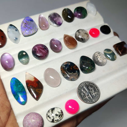 Mix Stone Gemstone Cabochons Natural Mix Stone Cabochons for Jewelry Making, Assorted Loose Gemstones, High Quality Polished Gems