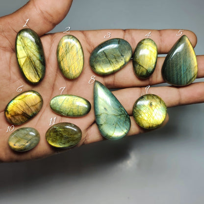 Natural Labradorite Gemstone Cabochons | Flashy Stone for Rings, Pendants