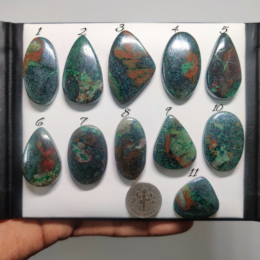 Natural Gun Metal Azurite Gemstone Cabochons | Metallic Blue Stone for Rings, Pendants