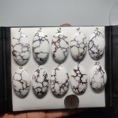 Natural Wild Horse Jasper Gemstone Cabochons | White Black Pattern Stone for Rings, Pendants