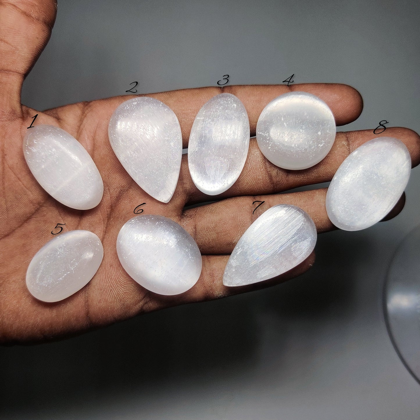 Natural Selenite Cabochon Gemstone for Jewelry Making | Luminous White Crystal | Premium Loose Selenite Stone