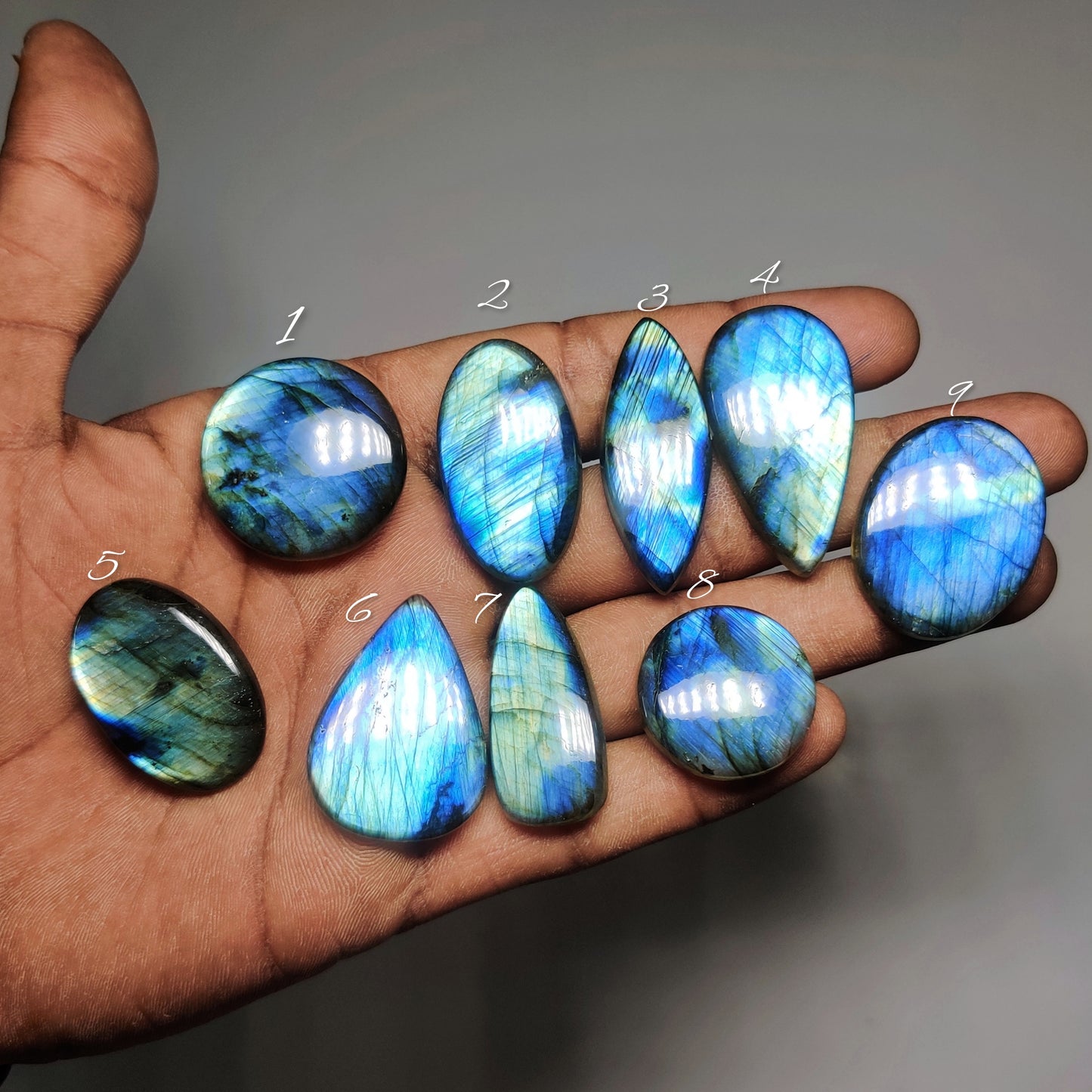 Blue Labradorite Cabochons for Jewelry Making | Natural Blue Flash Labradorite