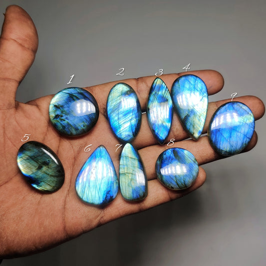 Blue Labradorite Cabochons for Jewelry Making | Natural Blue Flash Labradorite
