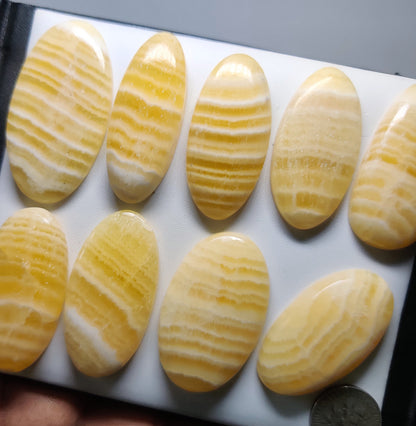 Yellow Calcite Cabochons for Jewelry Making | Natural Yellow Calcite Gemstone