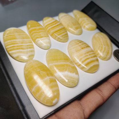 Yellow Calcite Cabochons for Jewelry Making | Natural Yellow Calcite Gemstone