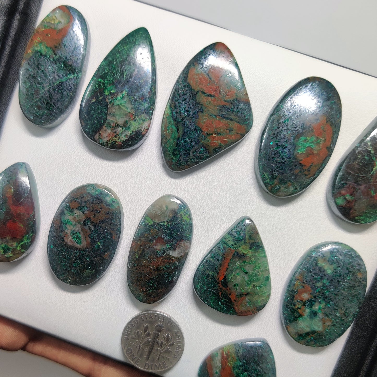 Natural Gun Metal Azurite Gemstone Cabochons | Metallic Blue Stone for Rings, Pendants