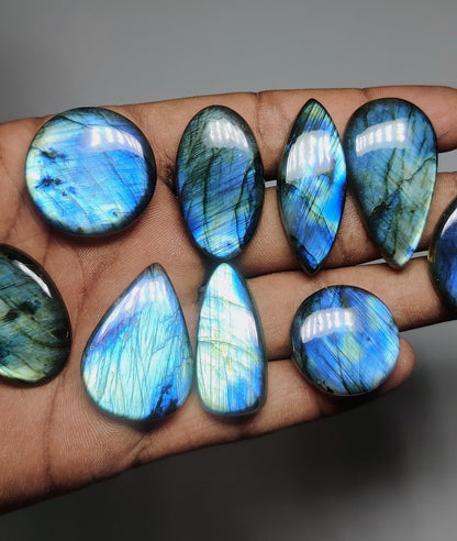 Blue Labradorite Cabochons for Jewelry Making | Natural Blue Flash Labradorite