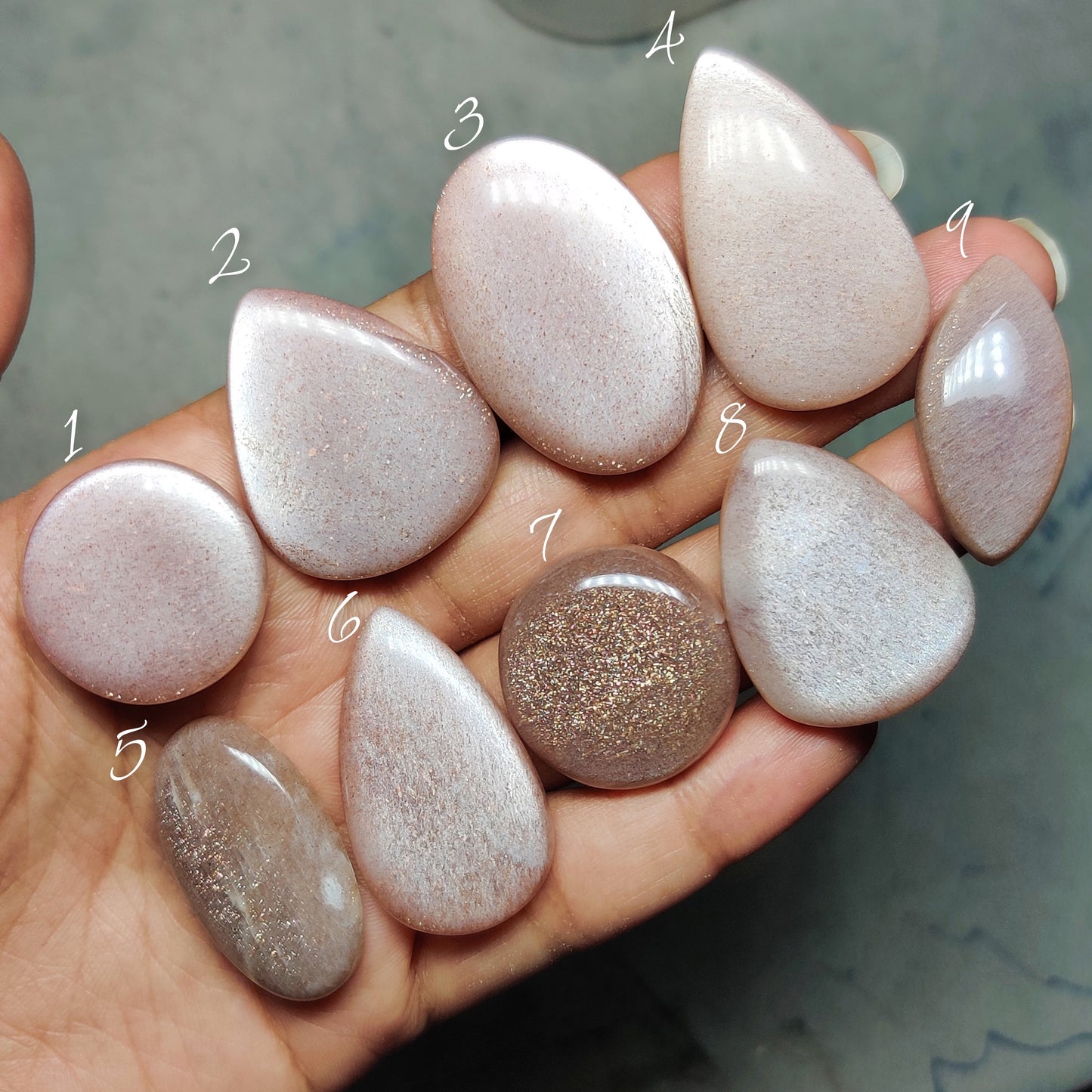 Natural Peach Moonstone with Sunstone Gemstone Cabochon | Peach Moonstone Sunstone Loose Stone for Jewelry Making | Premium Quality Designer Jewelry Supply