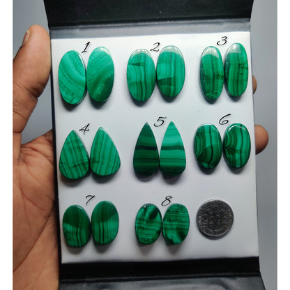 Natural Malachite Pairs Gemstone | Loose Green Malachite Stone | Premium Jewelry Making Supply | Designer Jewelry Gemstone