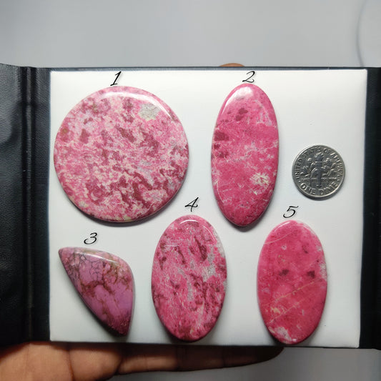 Natural Thulite with Sunstone Gemstone Cabochons | Sparkling Pink Stone for Rings & Pendants