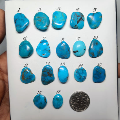 Natural Turquoise Gemstone Cabochons | Blue Green Stone for Rings & Pendants