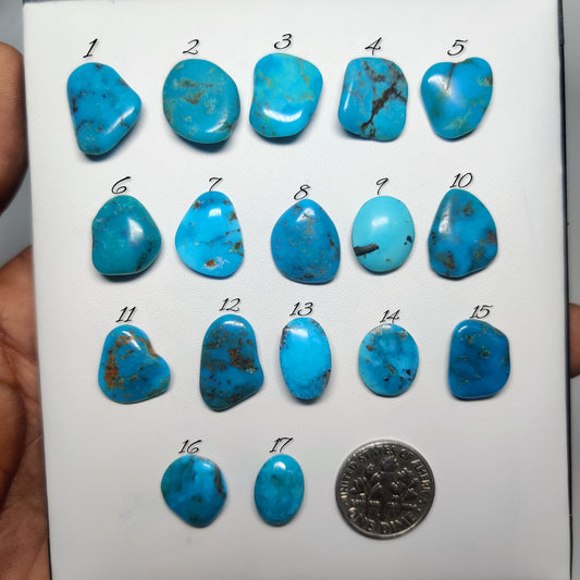 Natural Turquoise Gemstone Cabochons | Blue Green Stone for Rings & Pendants