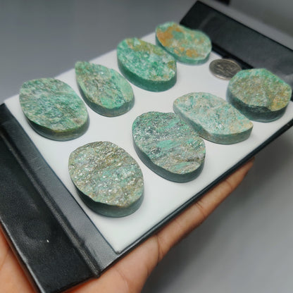 Natural Amazonite Druzy Gemstone Cabochon | Premium Amazonite Druzy Loose Stone for Jewelry Making | Sparkling Designer Jewelry Supply