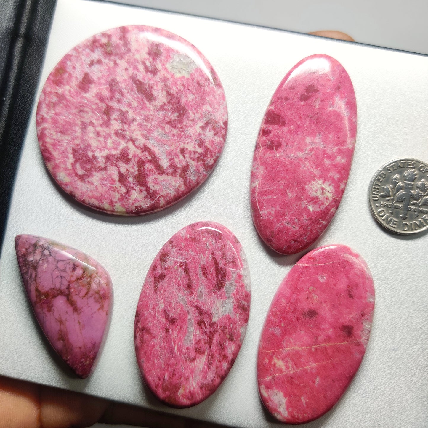 Natural Thulite with Sunstone Gemstone Cabochons | Sparkling Pink Stone for Rings & Pendants