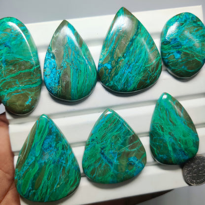 Natural Azurite Shattuckite Gemstone Cabochons | Blue Copper Mineral Stone for Rings & Pendants