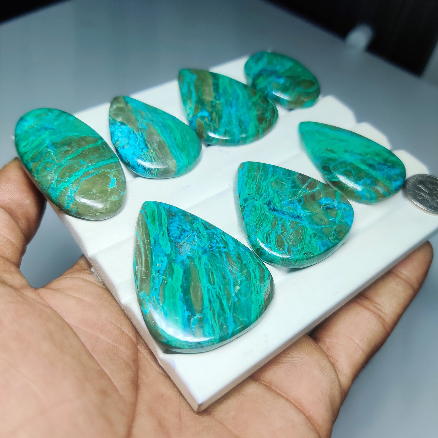 Natural Azurite Shattuckite Gemstone Cabochons | Blue Copper Mineral Stone for Rings & Pendants