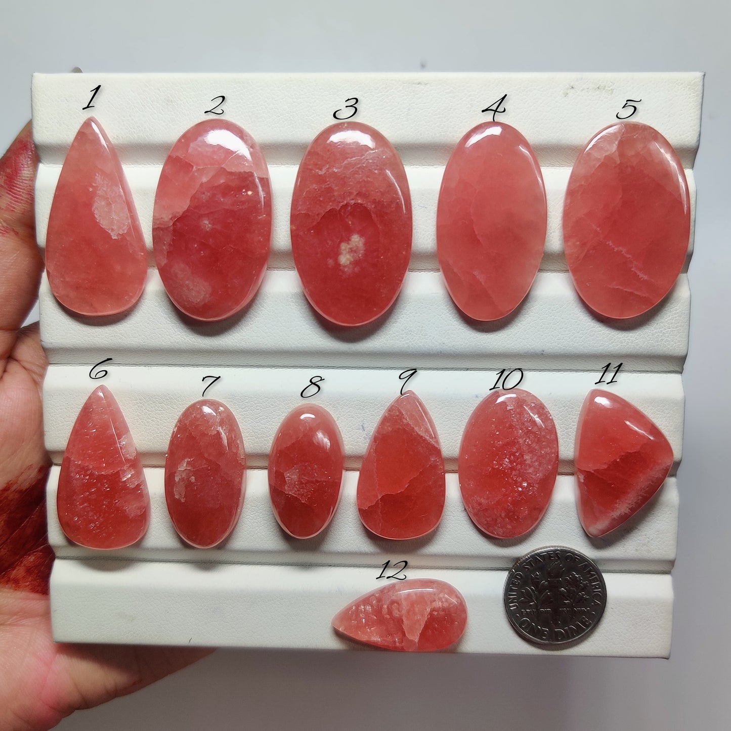 Rhodochrosite with Sunstone Cabochons for Jewelry Making | Natural Pink Gemstone