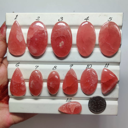Rhodochrosite with Sunstone Cabochons for Jewelry Making | Natural Pink Gemstone