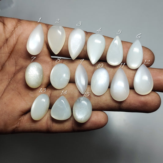 White Moonstone Cabochons for Jewelry Making | Natural White Moonstone Gemstone