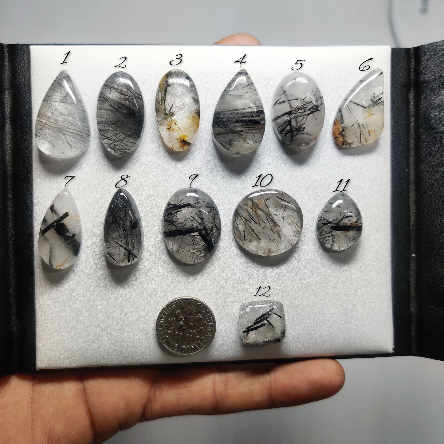 Natural Black Rutile Quartz Gemstone Cabochon | Premium Rutile Quartz Loose Stone for Jewelry Making | Handmade Polished Cabochon