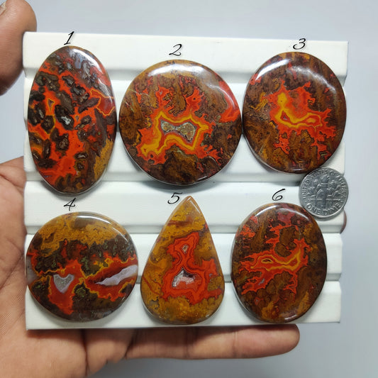 Natural Seam Agate Gemstone Cabochon | Unique Pattern Agate Loose Stone for Jewelry Making | Premium Handmade Polished Cabochon