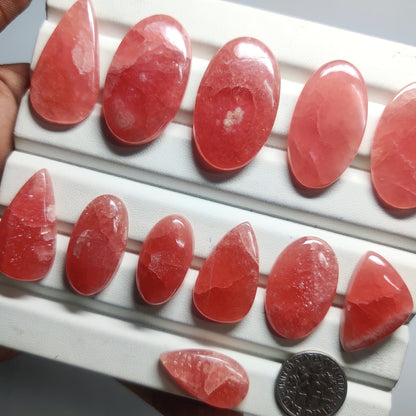 Rhodochrosite with Sunstone Cabochons for Jewelry Making | Natural Pink Gemstone