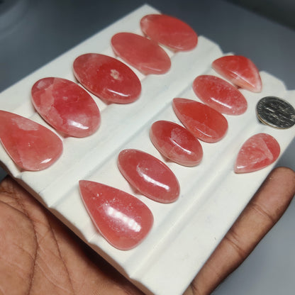 Rhodochrosite with Sunstone Cabochons for Jewelry Making | Natural Pink Gemstone