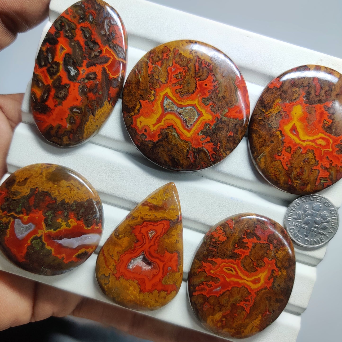 Natural Seam Agate Gemstone Cabochon | Unique Pattern Agate Loose Stone for Jewelry Making | Premium Handmade Polished Cabochon