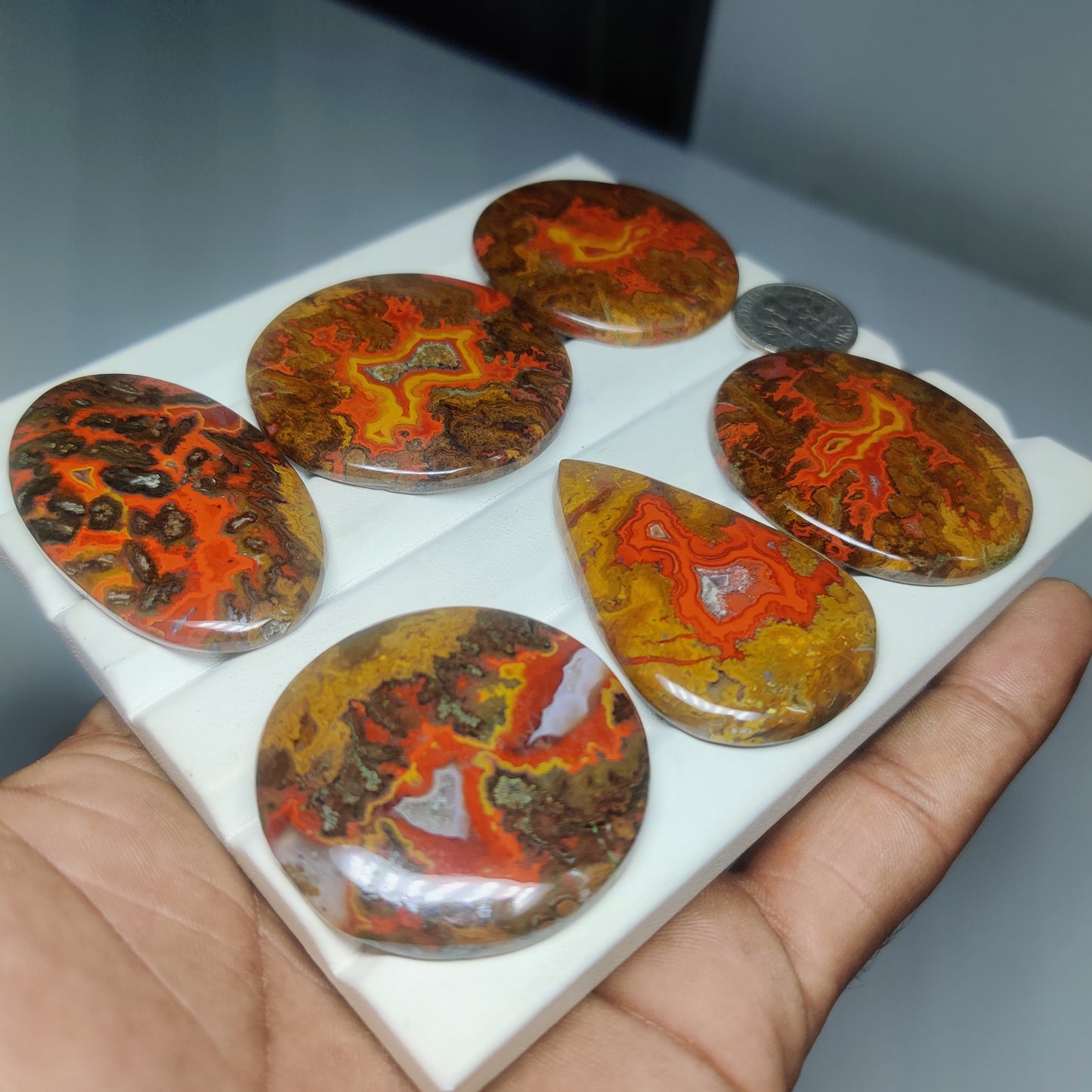 Natural Seam Agate Gemstone Cabochon | Unique Pattern Agate Loose Stone for Jewelry Making | Premium Handmade Polished Cabochon