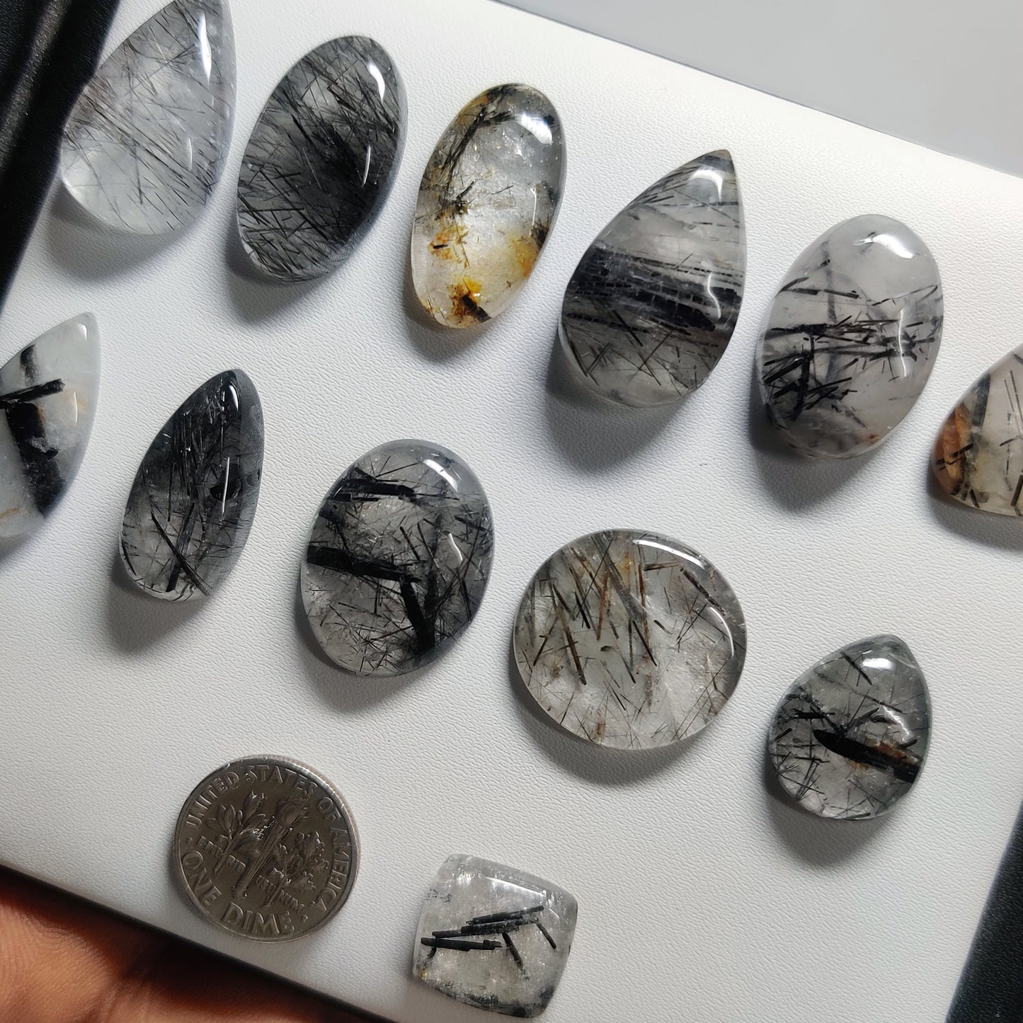 Natural Black Rutile Quartz Gemstone Cabochon | Premium Rutile Quartz Loose Stone for Jewelry Making | Handmade Polished Cabochon