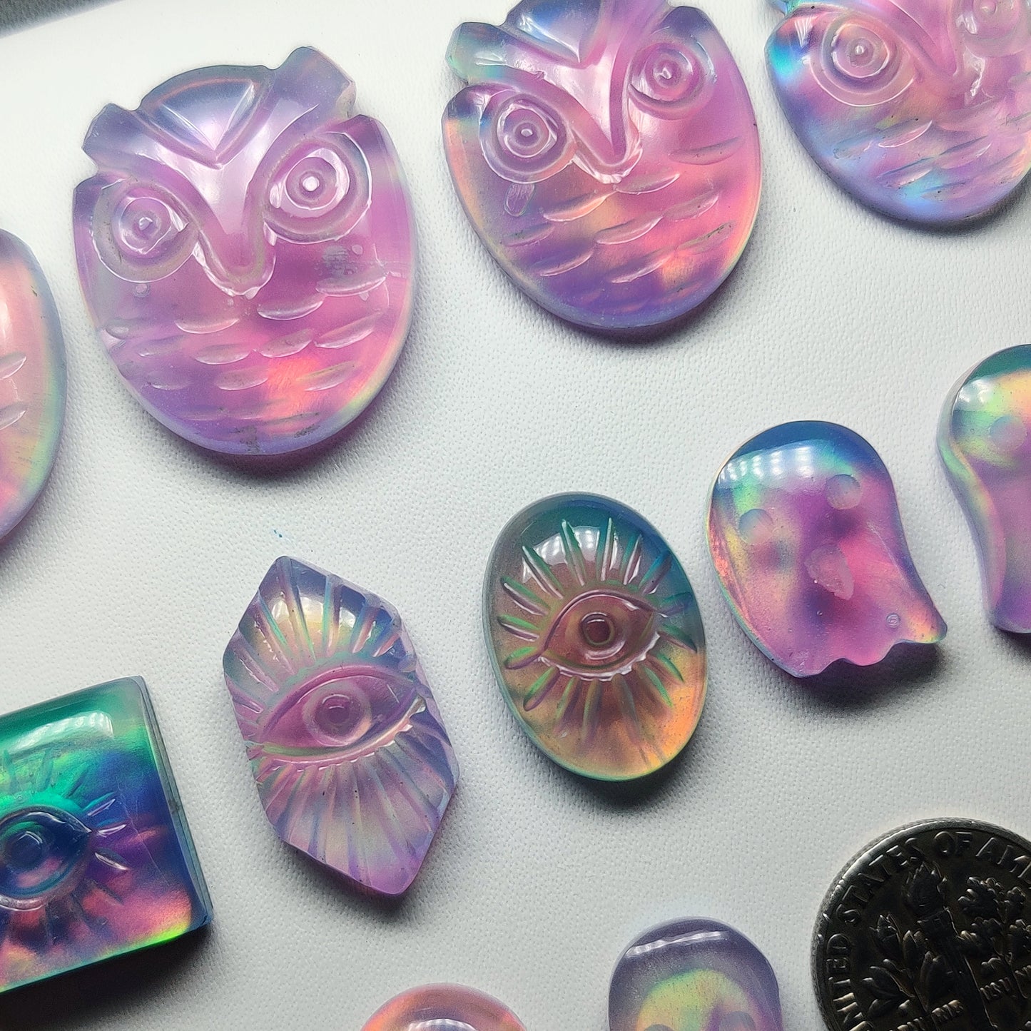 Aurora Opal & Crystal Quartz Doublets Gemstone Cabochon | Vibrant Fire Opal Doublet Loose Stone for Jewelry Making