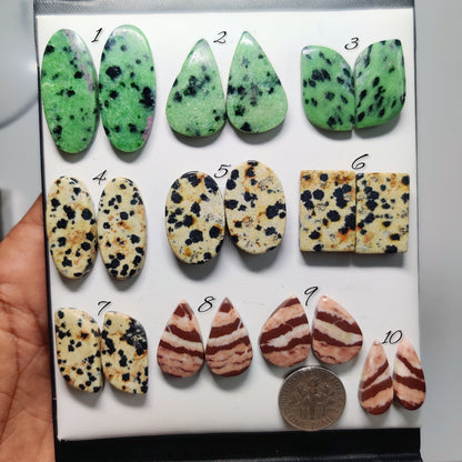 Mix Stone Matching Cabochon Pairs for Jewelry Making | Natural Gemstone Pairs (Stone Name in Description)