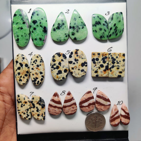Mix Stone Matching Cabochon Pairs for Jewelry Making | Natural Gemstone Pairs (Stone Name in Description)