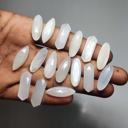 Natural White Moonstone Rose Cut Cabochon | Flashy Moonstone for Rings & Pendants