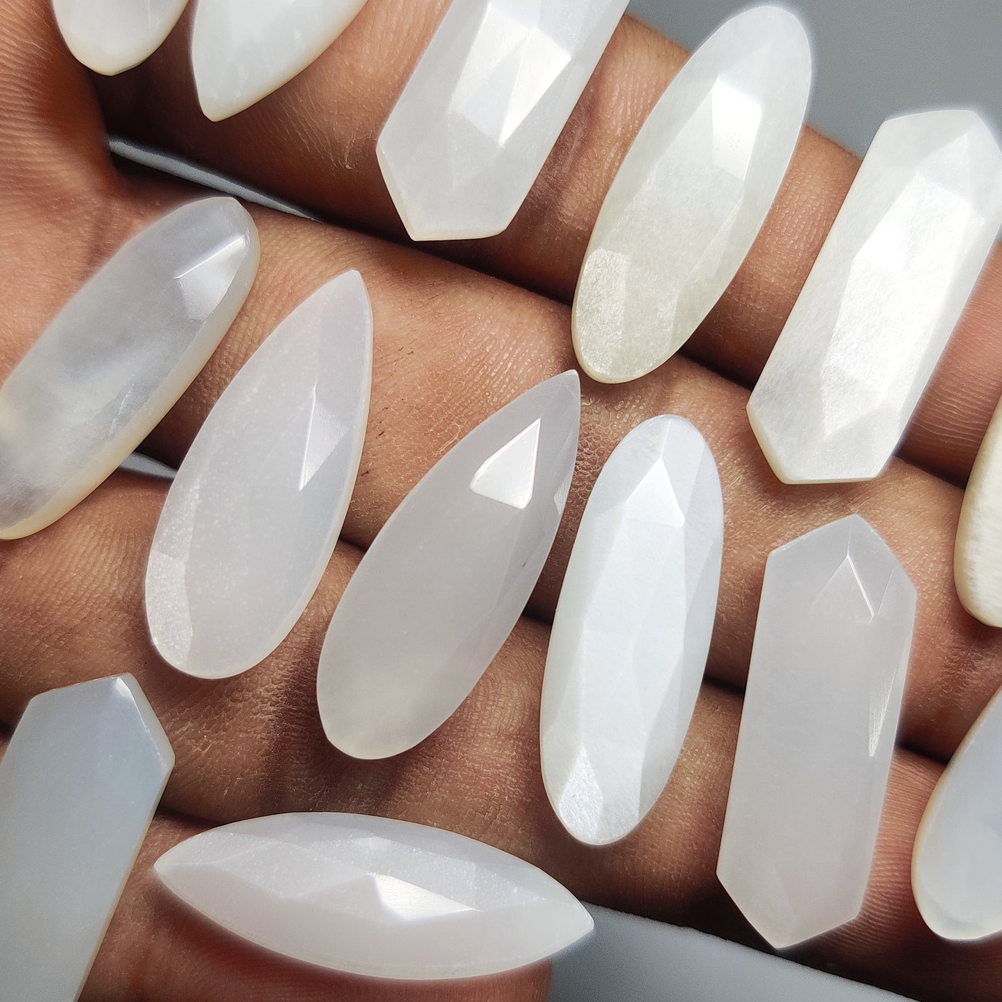 Natural White Moonstone Rose Cut Cabochon | Flashy Moonstone for Rings & Pendants