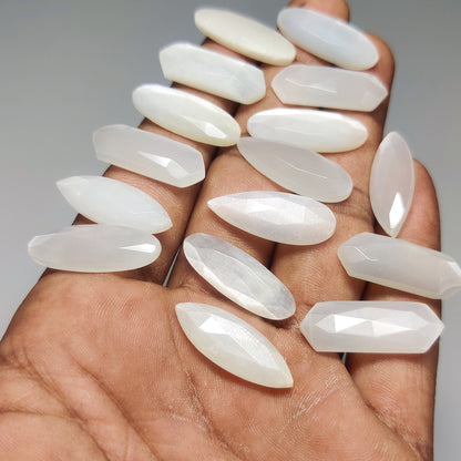 Natural White Moonstone Rose Cut Cabochon | Flashy Moonstone for Rings & Pendants