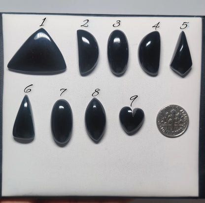 Natural Black Onyx Gemstone Cabochons | Polished Black Stone for Rings & Pendants