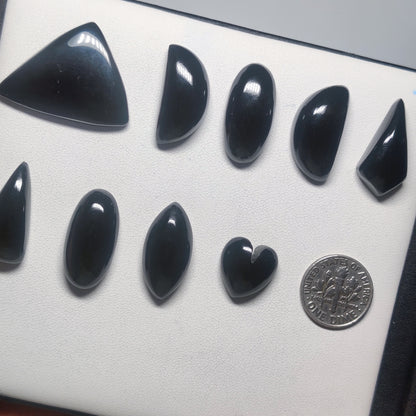 Natural Black Onyx Gemstone Cabochons | Polished Black Stone for Rings & Pendants