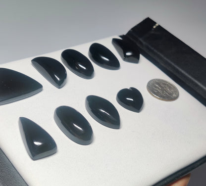 Natural Black Onyx Gemstone Cabochons | Polished Black Stone for Rings & Pendants