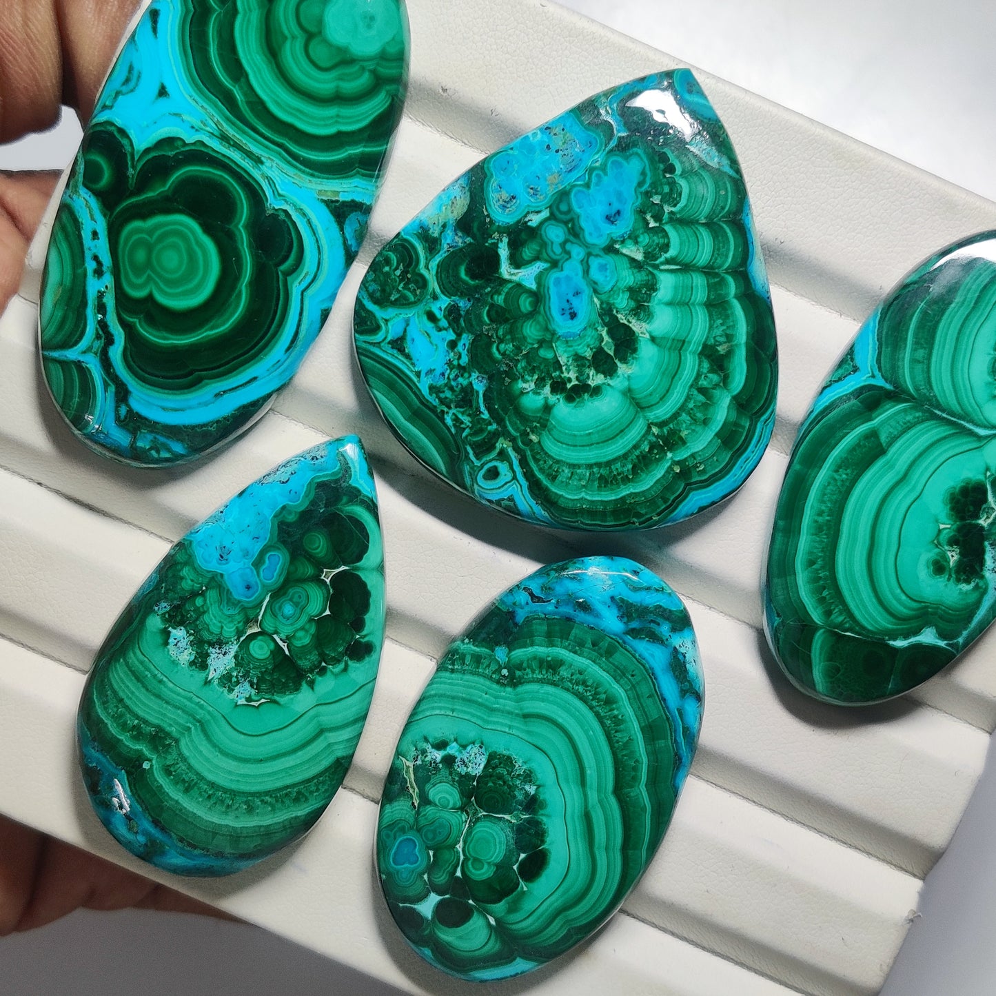 Malachite Chrysocolla Cabochon | Rare Blue & Green Designer Gemstone for Artisan Jewelry
