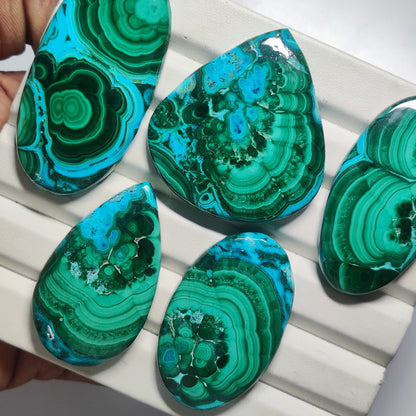 Malachite Chrysocolla Cabochon | Rare Blue & Green Designer Gemstone for Artisan Jewelry