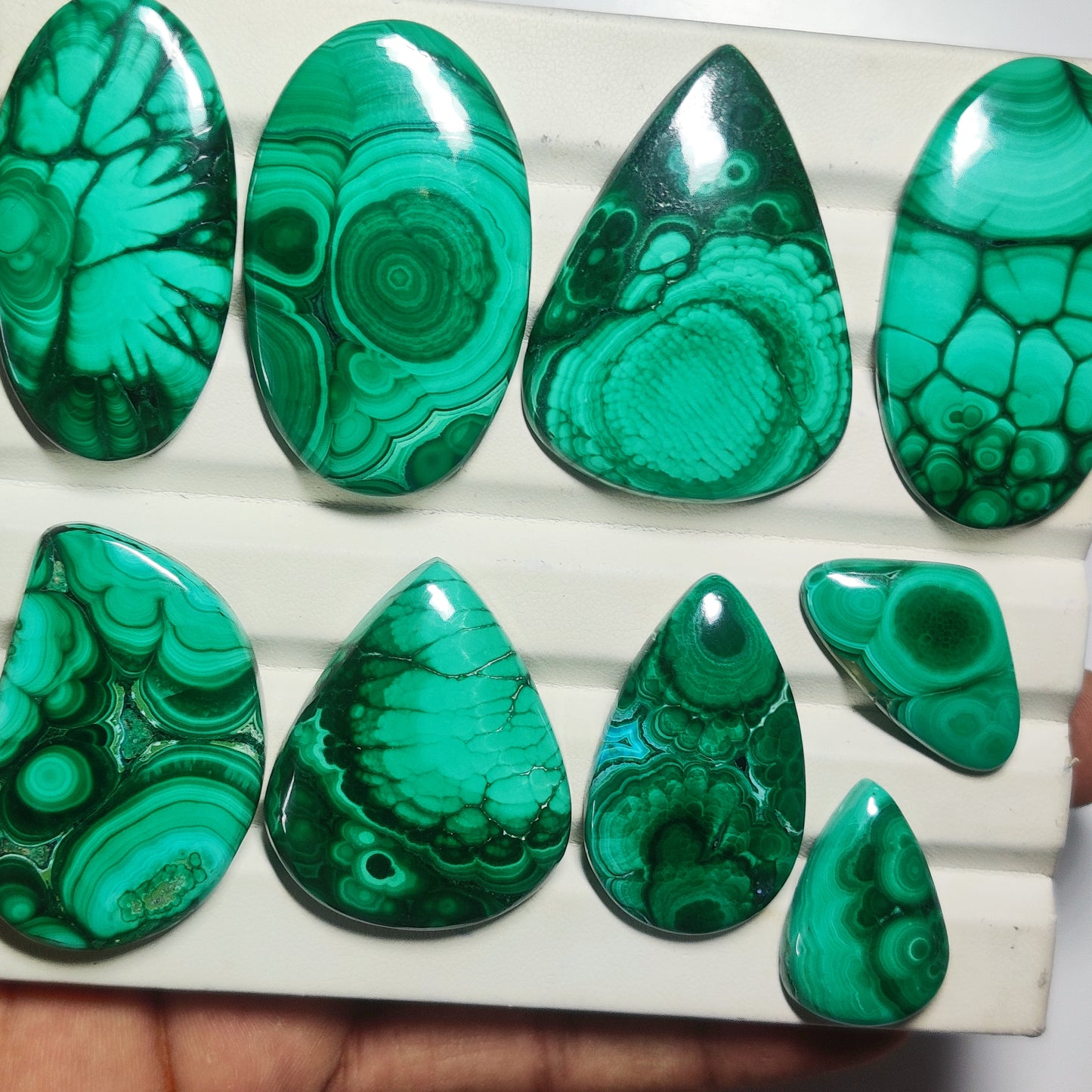Premium Malachite Cabochon | Natural Swirling Green Stone for Designer Jewelry